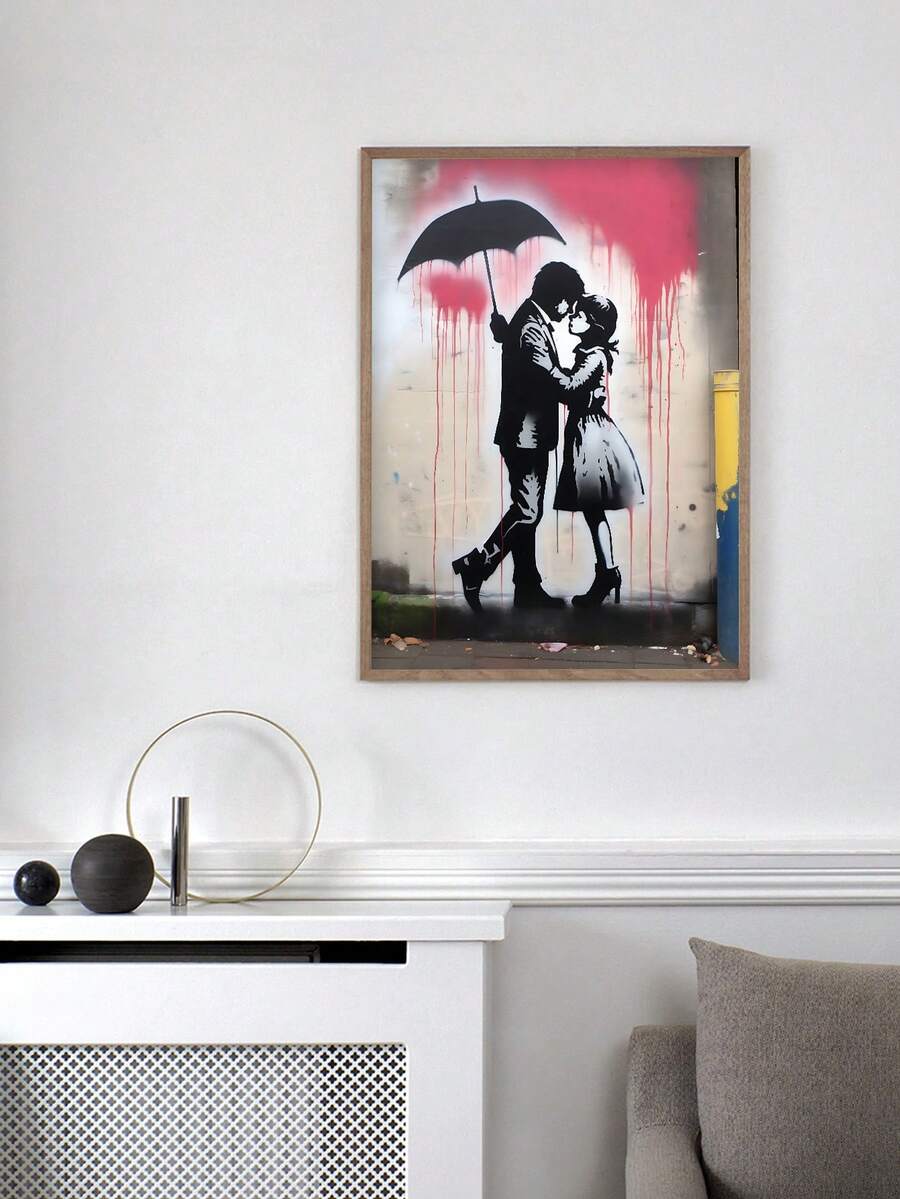 1入組無框復古客廳裝飾畫,防水pvc材質,情侶設計 - 彩色 - 查看 1