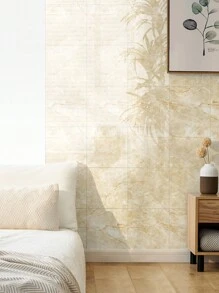 10 miếng dán tường giả gạch men và đá cẩm thạch màu nâu vàng 0,9㎡, chống thấm nước, chống ẩm và trang trí tường bằng tấm nhựa nhôm tự dính, miếng dán cải tạo, tấm ốp tường bong tróc, giấy dán tường, giấy dán tường, đồ trang trí mùa xuân làm mới ngôi nhà của bạn, miếng dán trang trí Rama - màu kem - Xem 12