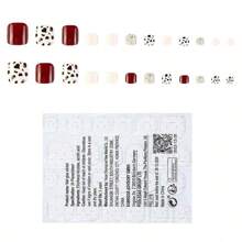 24pcs Short Square Toenails, Gorgeous Nails Wearing Set For Women With Personalized, Including 1pc Jelly Gel - Multicolor - View 3