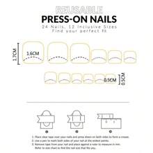 24pcs Short Square Toenails, Gorgeous Nails Wearing Set For Women With Personalized, Including 1pc Jelly Gel - Multicolor - View 6