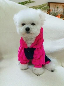 情人節1件寵物衣服狗和貓衣服冬季保暖柔軟舒適'i Love Mom'四腳外套 - 玫紅色 - 查看 9