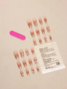 Set de 30 piezas de calcomanías decorativas para arte de uñas, Rhinestones holográficos de color degradado sonrojado, pegatinas desmontables para uso diario