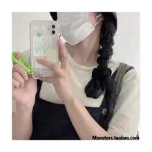 1或5入組彈性彈簧繩鑰匙鏈,銀色金屬卡拉比尼,適用於戶外露營防丟手機彈簧鑰匙圈 - 綠色 - 查看 2