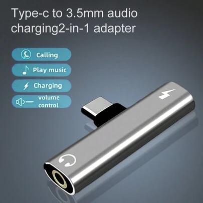 Este adaptador de audio para auriculares de 3,5 mm con USB-C combina una interfaz USB-C y un adaptador de carga en uno, con un diseño de 2 en 1 que incluye un puerto de carga USB-C, una interfaz de audio AUX y una función de carga rápida. Le permite conectar teléfonos inteligentes compatibles con Type-C a auriculares, altavoces o micrófonos de 3,5 mm. Compatible con iPhone 15/15 Pro Max y teléfonos de la serie Galaxy.