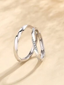 1對s925純銀情侶戒指代表一起在愛中度過美好時光。情侶對戒情人節禮物 - 銀色 - 查看 5
