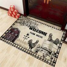 1pc Kitchen/Bathroom/Entrance/Foot Pad/Crystal Velvet Rug, Antislip Mat, Suitable For Living Room And Foyer(Random Color) - Retro Black Side Chicken - View 5