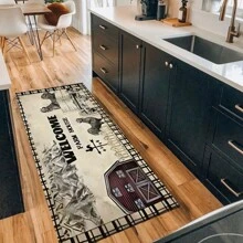 1pc Kitchen/Bathroom/Entrance/Foot Pad/Crystal Velvet Rug, Antislip Mat, Suitable For Living Room And Foyer(Random Color) - Retro Black Side Chicken - View 2