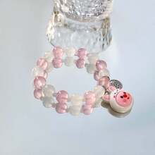 Cute And Simple Beaded Bracelet For Couples, Friends - Pink - View 3