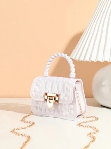 White Fashionable Portable Crossbody Bag - White - View 2