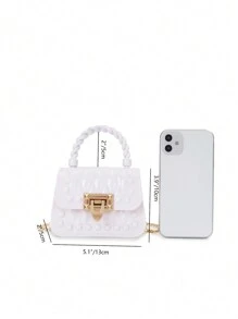 White Fashionable Portable Crossbody Bag - White - View 3