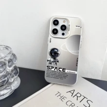 1pc Unisex Astronaut Design Anti-Slip Anti-Drop Phone Case, Compatible With Iphone 7/8/11/12/13/14/15/X/Xr/Xs/Plus/Pro/Pro Max/Se2 - silver[0] - View 7