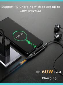 这款 USB-C 转 3.5mm 音频耳机适配器将 USB-C 接口和充电适配器合二为一，采用二合一设计，配备 USB-C 充电端口、AUX 音频接口和快速充电功能。它可让您将支持 Type-C 接口的智能手机连接到 3.5mm 音频耳机、扬声器或麦克风。兼容 15/15 Pro Max 和 Galaxy 系列手机。 - 灰色 - 查看 8