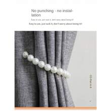 2pcs Stylish Magnetic Tiebacks For Curtains - Elegant Faux Pearl Beads Holdbacks For Bedroom And Living Room Home Decor - White - View 4