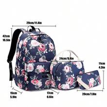 3入組背包套裝,包括午餐袋和筆袋,大容量超大型假日必備,適用於通勤和學校,面料極簡主義,休閒街頭韻味,適用於男學生、女學生、國中生,男女皆宜 - 藏蓝色 - 查看 2