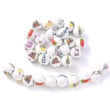 10pcs Easter Wood Beads Colorful Round Craft Bead Rabbits Egg Wood Bead For Spring Garland DIY Easter Holiday Family DIY Crafts - Multicolor - View 2
