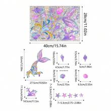 卡通動物和魚尾和星星和貝殼和海螺殼設計的自粘式玻璃窗牆貼紙,用於裝飾 - 彩色 - 查看 5