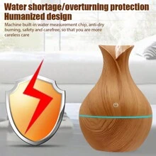 130ML Wood Grain Vase Type Ultrasonic Air Humidifier Romantic Light USB Essential Oil Diffuser Car Purifier Aroma Anion Mist Maker Cute Air Humidifier For Women Gift - Rust Brown - View 5