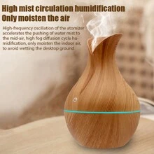 130ML Wood Grain Vase Type Ultrasonic Air Humidifier Romantic Light USB Essential Oil Diffuser Car Purifier Aroma Anion Mist Maker Cute Air Humidifier For Women Gift - Rust Brown - View 2