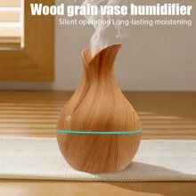 130ML Wood Grain Vase Type Ultrasonic Air Humidifier Romantic Light USB Essential Oil Diffuser Car Purifier Aroma Anion Mist Maker Cute Air Humidifier For Women Gift - Rust Brown - View 3