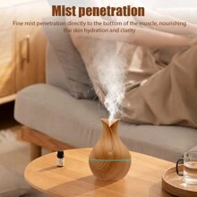 130ML Wood Grain Vase Type Ultrasonic Air Humidifier Romantic Light USB Essential Oil Diffuser Car Purifier Aroma Anion Mist Maker Cute Air Humidifier For Women Gift - Rust Brown - View 4