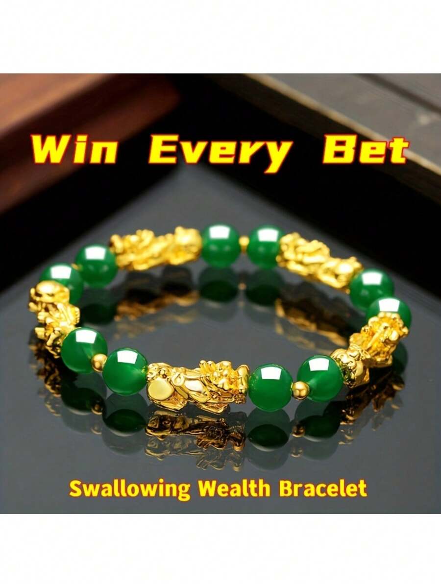 1只幸運動物手環,吸引財富和平幸運的人造水晶手鏈珠寶禮物送給親友 - 綠色 - 查看 1