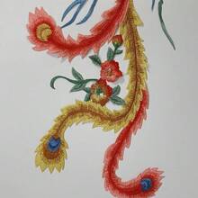 1片多彩刺繡鳳凰水溶性布料貼片,適用於旗袍、漢服、舞會裙裝diy裝飾 - 彩色 - 查看 6