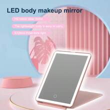 LED Makeup Mirror For Travel,  Lighted Vanity Mirrors With Dimmable Lighting,Compact, Slim, Rechargeable Lighted Mirror, Folding Makeup Mirror For Beauty (Pink) - Pink - View 5