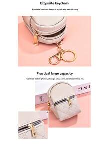 Mini Pu Coin Purse/Cute Small Backpack/Keychain/ Data Cable/Lipstick/Storage Bag - Light Grey - View 2
