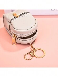 Mini Pu Coin Purse/Cute Small Backpack/Keychain/ Data Cable/Lipstick/Storage Bag - Light Grey - View 4