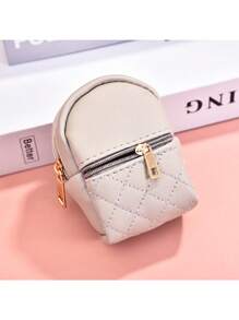 Mini Pu Coin Purse/Cute Small Backpack/Keychain/ Data Cable/Lipstick/Storage Bag - Light Grey - View 3