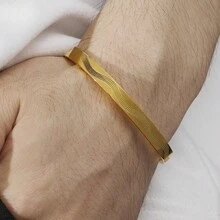 1 件獨特日韓設計不鏽鋼鏤空情人手鍊,搭配蝴蝶、心形和幾何圖案 - 金色 - 查看 2