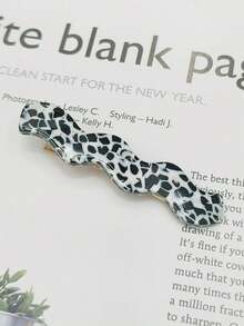 1pc Ladies' Black & White Wavy Pattern Hair Clip For Fringe And Hair, Elegant And Versatile A-Shaped Clip For Dating And Commuting - Multicolor - View 1