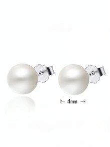 1 對優雅 925 純銀和珍珠耳環,適合女士日常生活佩戴 - 銀色 - 查看 4