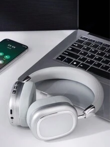 AKKHOO 頭戴式無線耳機,搭載jerry 5.3芯片,長時間電池續航,適用於辦公室音樂和電子競技游戲使用 - 銀色 - 查看 5