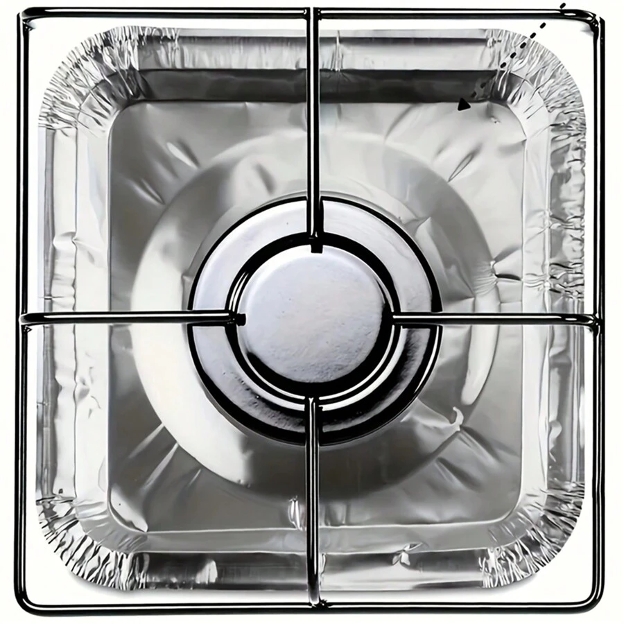 20/50 chiếc, Tấm che đầu đốt bếp ga, Tấm lót đầu đốt bếp ga bằng nhôm dùng một lần, Tấm bảo vệ đầu đốt bếp ga chịu nhiệt hình vuông 8,5 inch, Tấm che mặt bếp dày cho đầu đốt bếp ga, Dụng cụ nhà bếp, Đồ dùng nhà bếp và đồ dùng gia đình. - Bạc - Xem 1