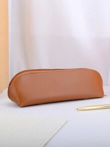 1 szt., Jednolity Kolor Skórzany Piórnik Japoński Świeży Styl Szkolny Piórnik, Piórnik, Torba Szkolna - Brązowy - Zobacz 2