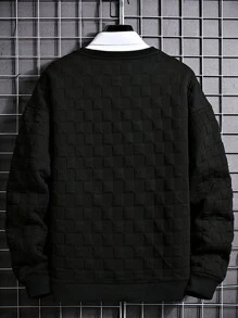 Men's Spring And Autumn All-Match Plaid Texture Round Neck Athletic Sweatshirt Gym Clothes Men Spring Tops