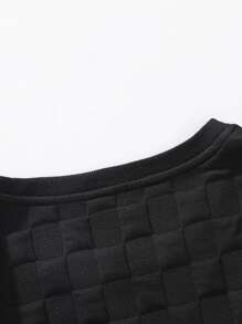 Men's Spring And Autumn All-Match Plaid Texture Round Neck Athletic Sweatshirt Gym Clothes Men Spring Tops