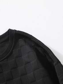 Men's Spring And Autumn All-Match Plaid Texture Round Neck Athletic Sweatshirt Gym Clothes Men Spring Tops