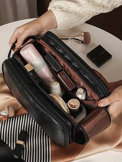 Women's Large Capacity Portable Toiletry Bag For Travel And Cosmetic Storage Men Toiletry Bag Makeup Brushes Storage Makeup Bag Makeup Bags Makeup Organizer Make Up Organizer Makeup Storage Make Up Bag