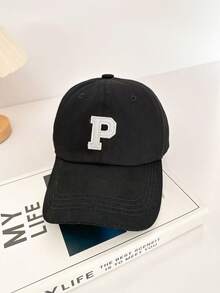 1pc Women's Baseball Cap, Spring/Summer, Outdoor Activities, Casual, Adjustable Cap With Visor And Ponytail Hole - Black - View 6