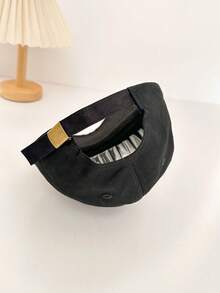 1pc Women's Baseball Cap, Spring/Summer, Outdoor Activities, Casual, Adjustable Cap With Visor And Ponytail Hole - Black - View 3