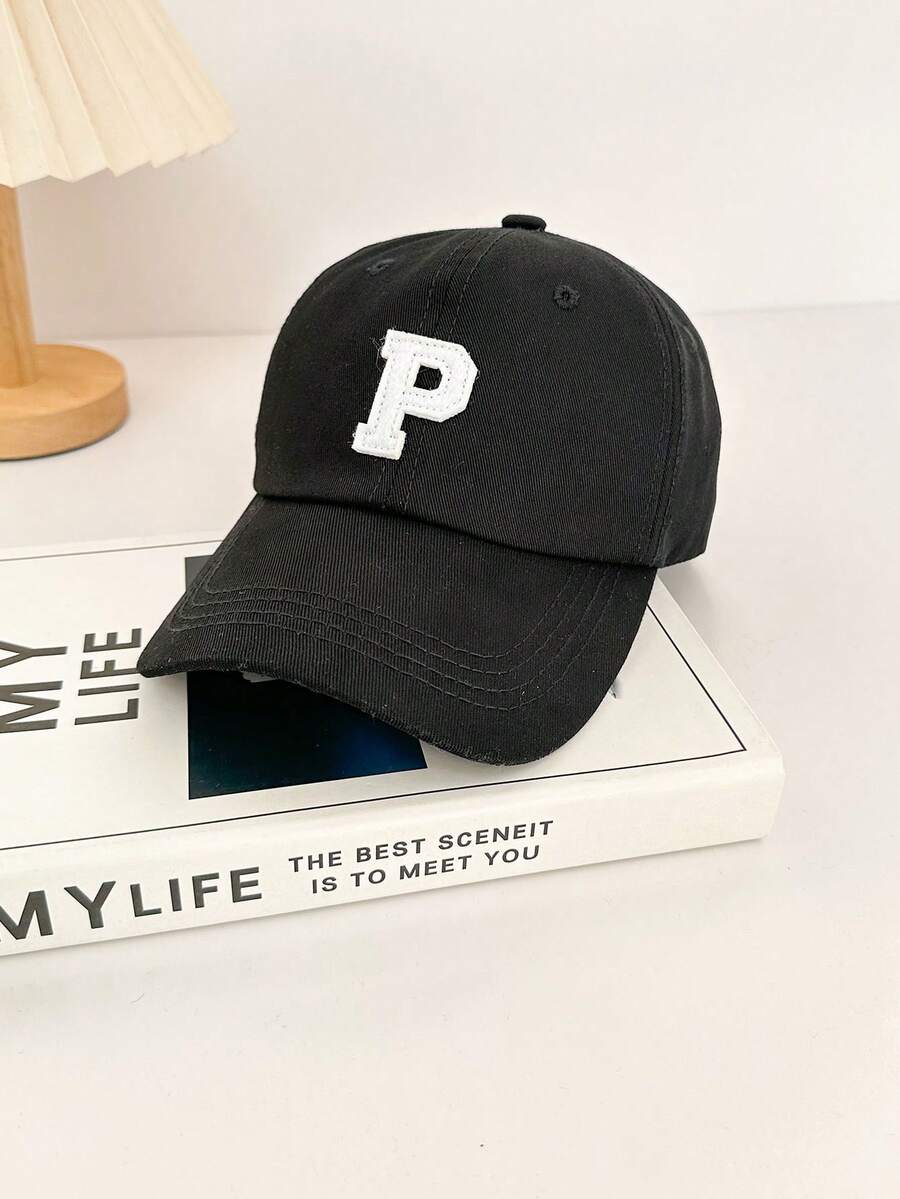 1pc Women's Baseball Cap, Spring/Summer, Outdoor Activities, Casual, Adjustable Cap With Visor And Ponytail Hole - Black - View 1