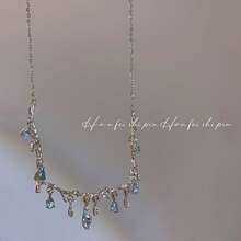 1件優雅精緻的水滴和樹枝設計鑲鑽項鍊（適用於女性） - 水滴樹枝 - 查看 3