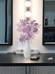 1套/6入組人造植物配件組合-現代農舍架子、桌子、書架裝飾、塑料植物、散裝花瓶填充物、diy裝飾配件 - 紫色 - 楓葉組合 - 查看 4