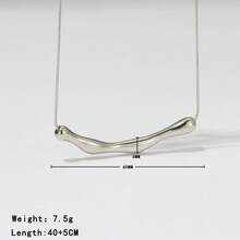 1pc Fashionable Minimalist Stainless Steel Necklace Suitable For Women's Daily Wear - Silver - View 5