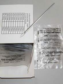 1pc Random Disposable Sterilized Piercing Needle For Medical Use, Made Of 316l Stainless Steel - Silver - View 6