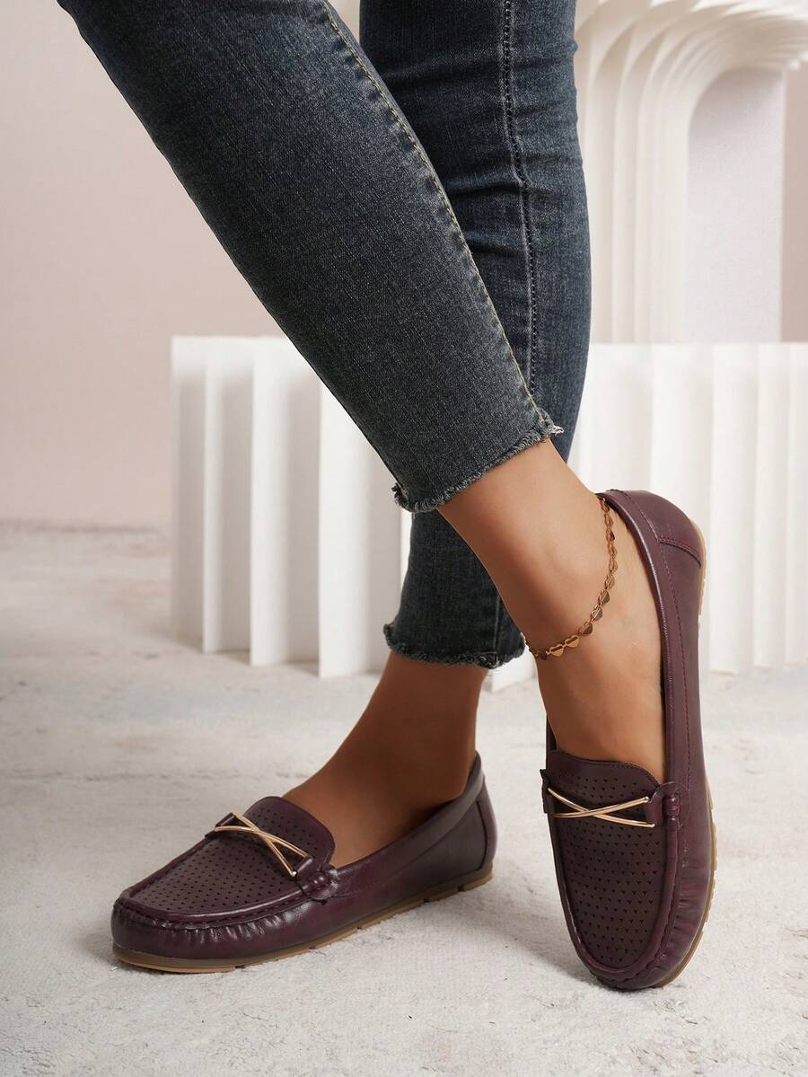 Của phụ nữ Giày lười Giày đế bằng , Giải trí & Làm việc Thoải mái Giày đi bộ , Quý cô Mềm mại Giày dép , Giày Penny Loafers - Màu Đỏ Sâu - Xem 1