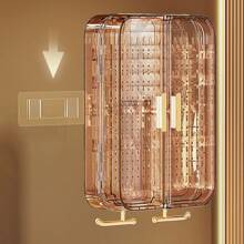 Large Capacity Wall-Mounted Jewelry Storage Box With Multiple Compartments, Including Earrings, Necklaces And More Back To School - Mocha Brown - View 8