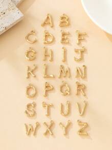 1 件金屬竹子設計英文字母吊墜項鍊女士生日禮物 - 金黃色 - 查看 3